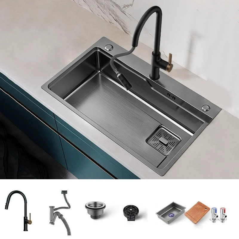 Classic Kitchen Sink Stainless Steel Friction Resistant Kitchen Sink with Tap -Bathlova