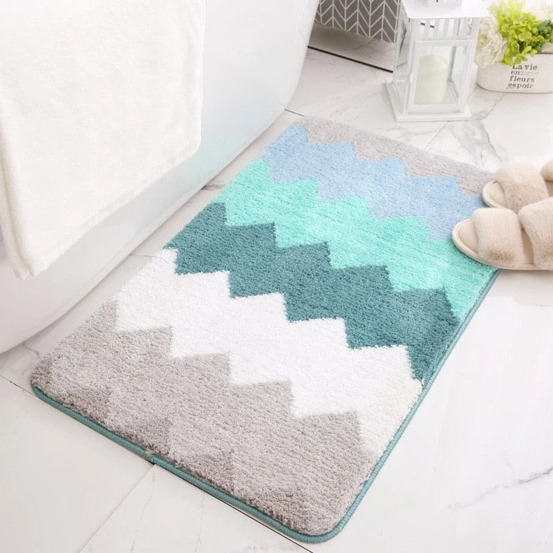 Classic Microfiber Zigzag Bath Mat -Bathlova