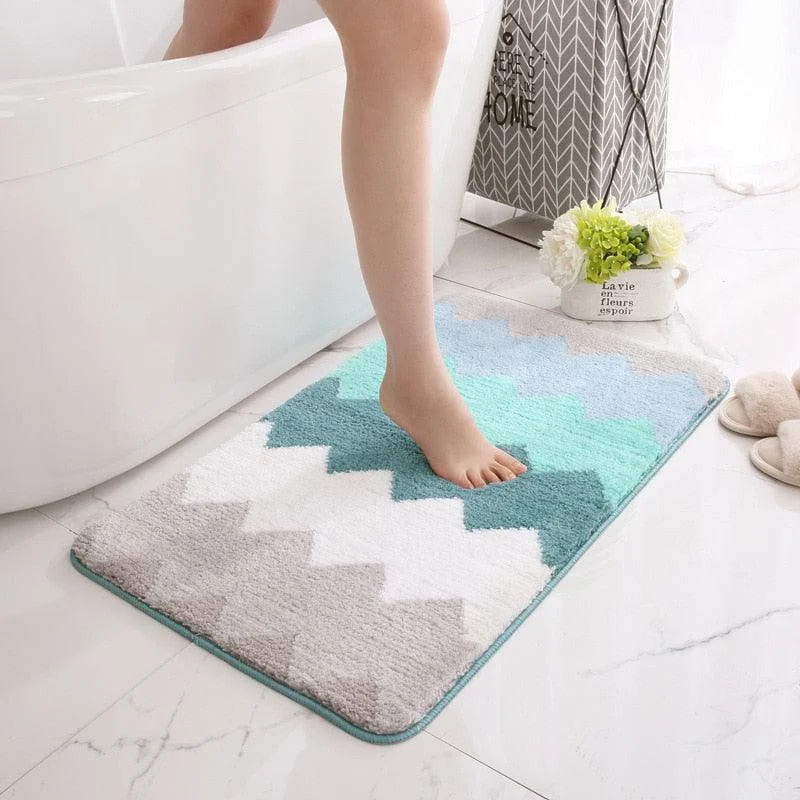 Classic Microfiber Zigzag Bath Mat -Bathlova