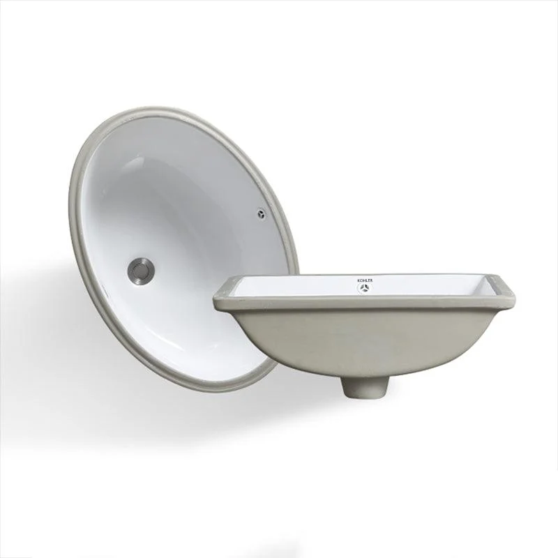 Classic Porcelain Bathroom Sink Trough Bathroom Sink in White -Bathlova