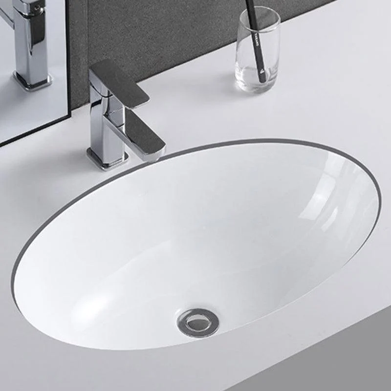 Classic Porcelain Bathroom Sink Trough Bathroom Sink in White -Bathlova