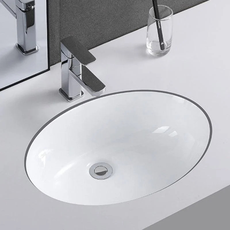 Classic Porcelain Bathroom Sink Trough Bathroom Sink in White -Bathlova