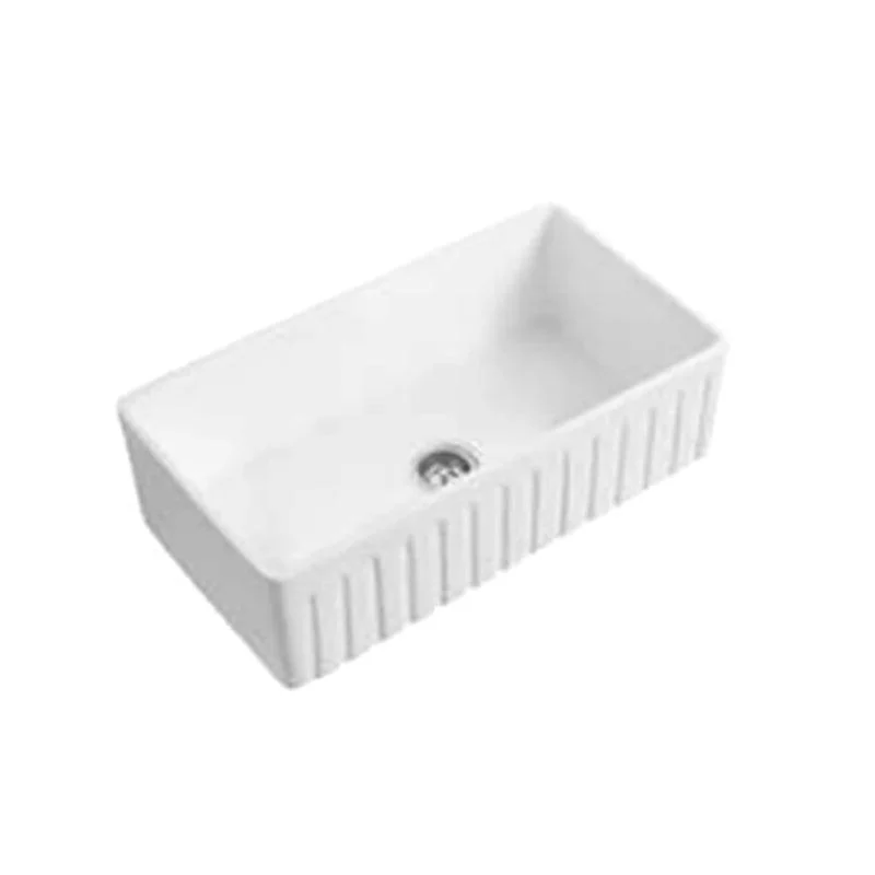 Classic Quartz Kitchen Sink White Apron Fluted Farmhouse Sink -Bathlova