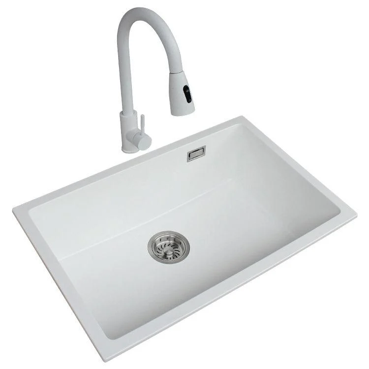 Classic Quartz Single Basin Sink Undermount Kitchen Sink with Tap -Bathlova