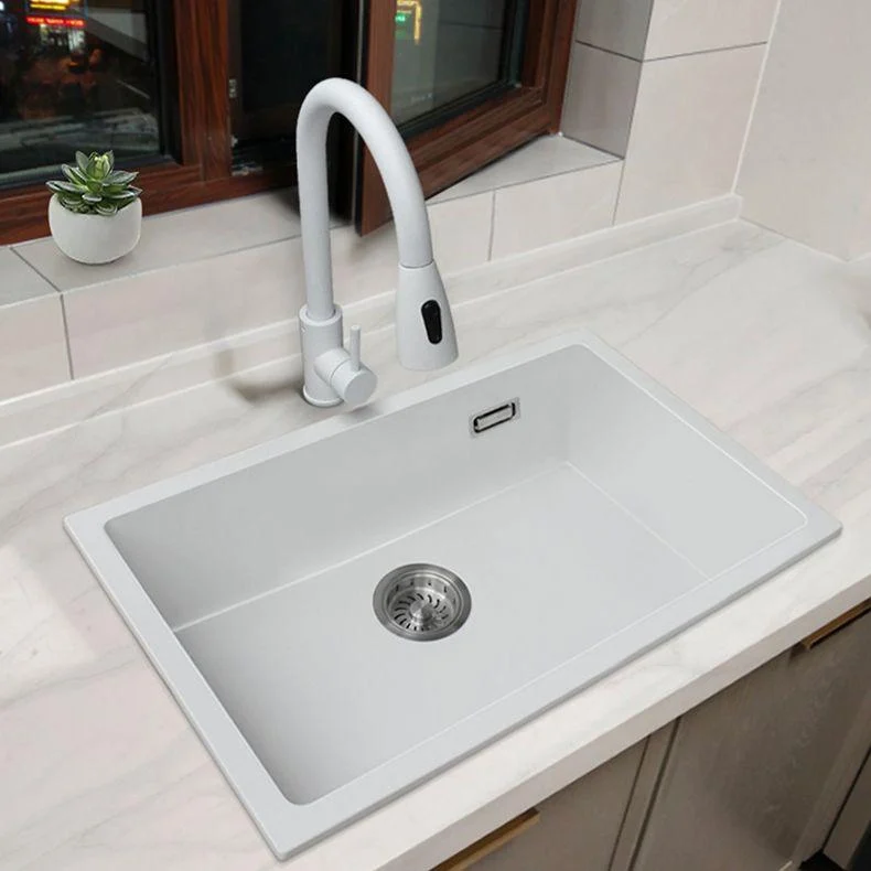 Classic Quartz Single Basin Sink Undermount Kitchen Sink with Tap -Bathlova