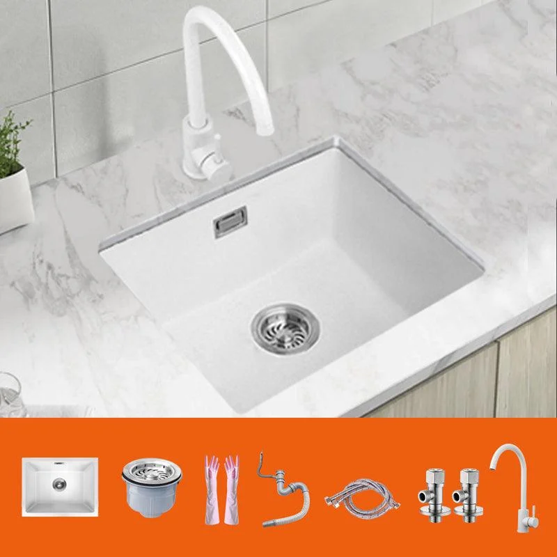 Classic Quartz Single Basin Sink Undermount Kitchen Sink with Tap -Bathlova