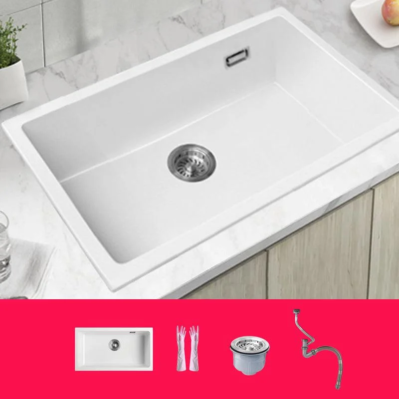 Classic Quartz Single Basin Sink Undermount Kitchen Sink with Tap -Bathlova