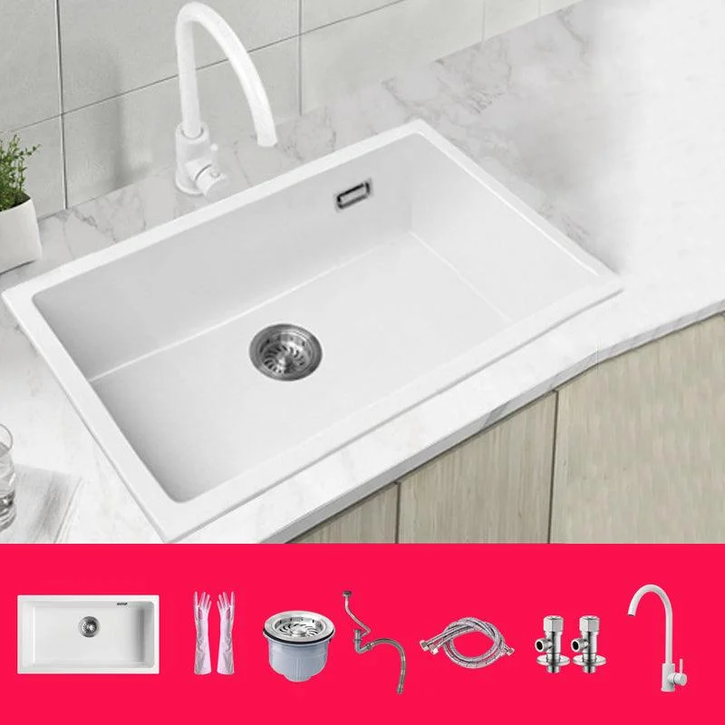 Classic Quartz Single Basin Sink Undermount Kitchen Sink with Tap -Bathlova