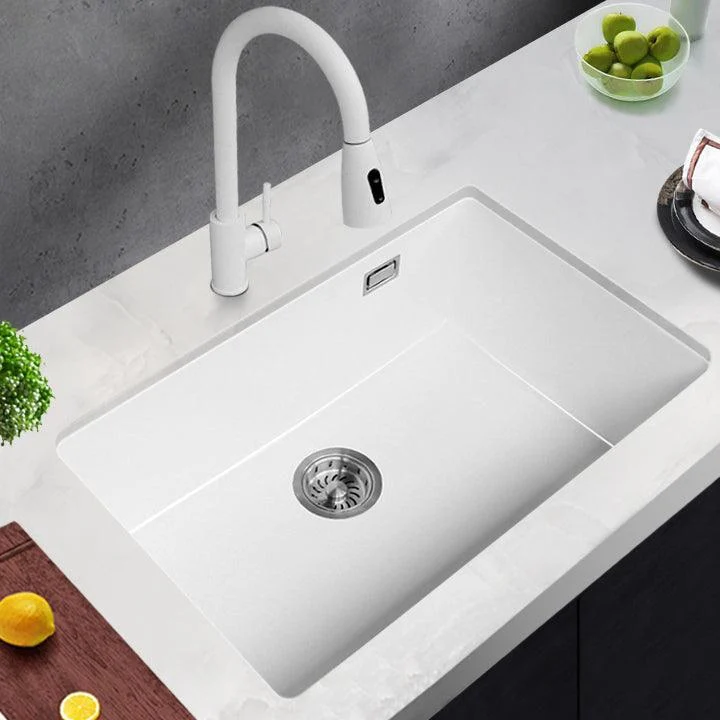 Classic Quartz Single Basin Sink Undermount Kitchen Sink with Tap -Bathlova