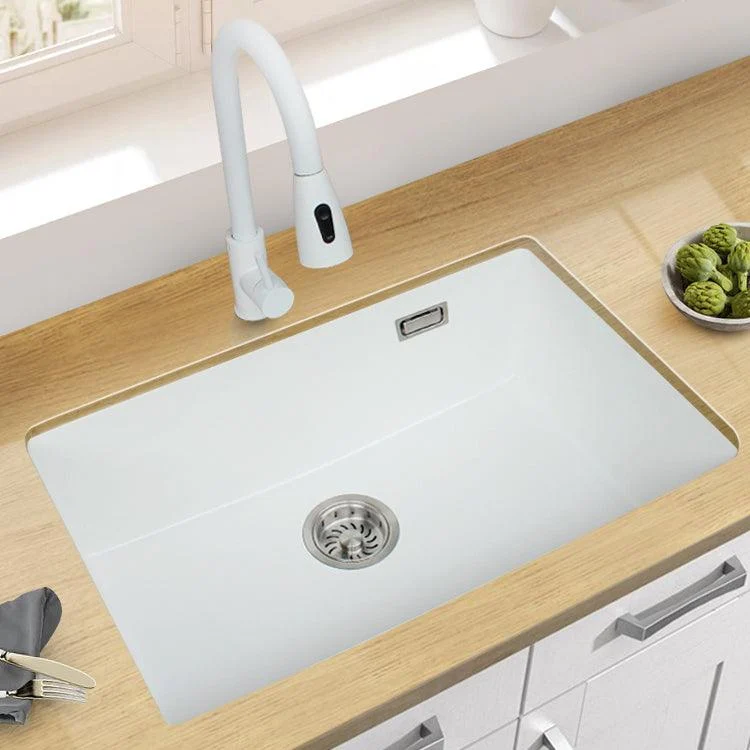 Classic Quartz Single Basin Sink Undermount Kitchen Sink with Tap -Bathlova