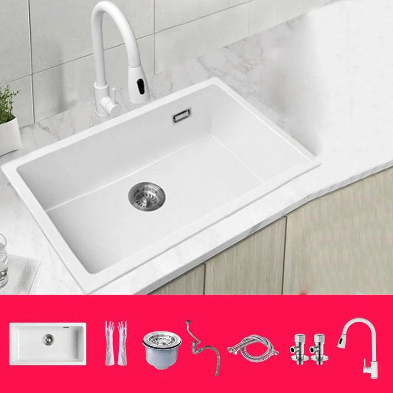 Classic Quartz Single Basin Sink Undermount Kitchen Sink with Tap -Bathlova