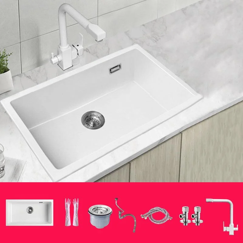 Classic Quartz Single Basin Sink Undermount Kitchen Sink with Tap -Bathlova