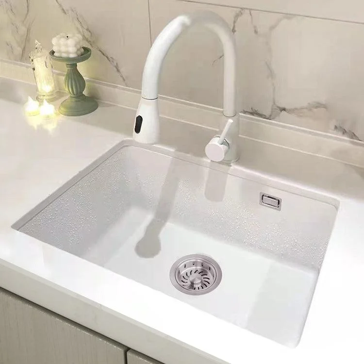 Classic Quartz Single Basin Sink Undermount Kitchen Sink with Tap -Bathlova