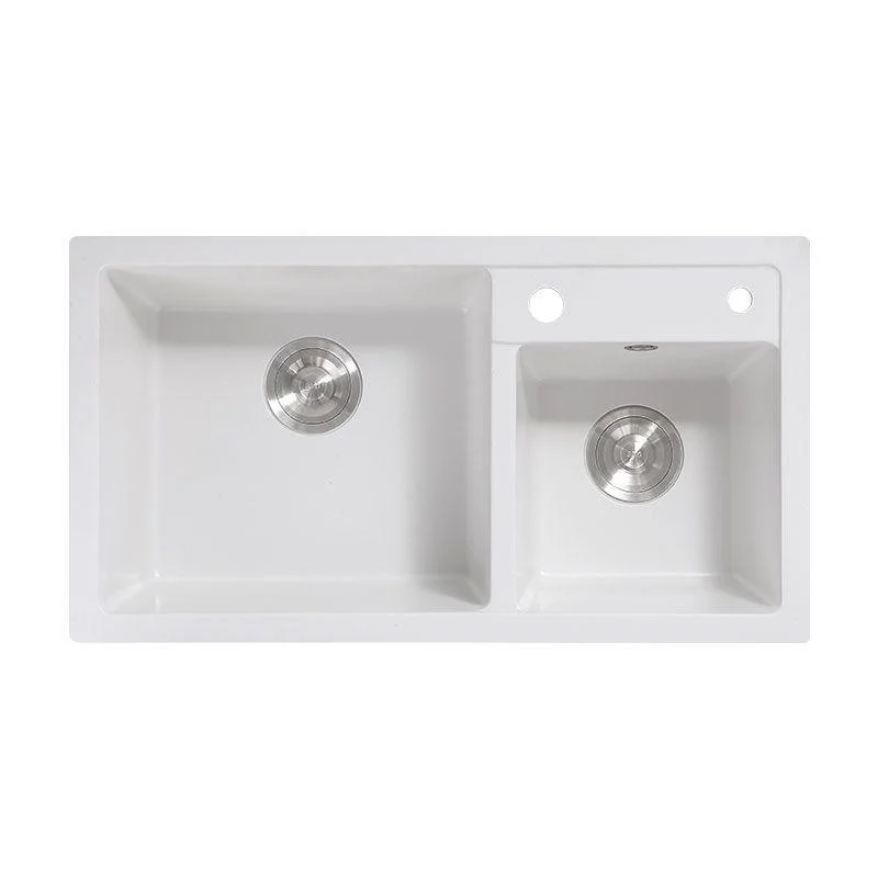 Classic Quartz Sink Double Bowl Solid Color Kitchen Sink with Tap -Bathlova