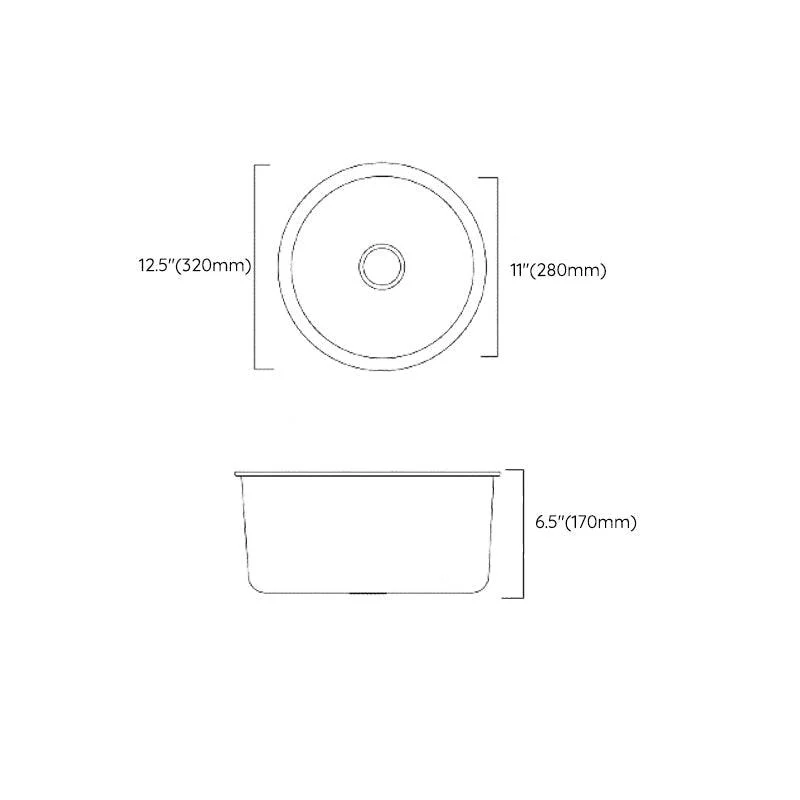 Classic Round Sink Stainless Steel Drop-In Friction Resistant Round Sink for Kitchen -Bathlova