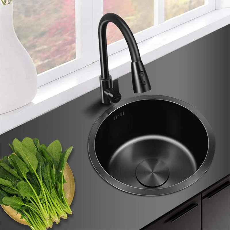 Classic Round Sink Stainless Steel Drop-In Friction Resistant Round Sink for Kitchen -Bathlova