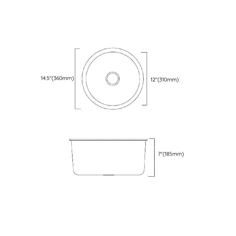 Classic Round Sink Stainless Steel Drop-In Friction Resistant Round Sink for Kitchen -Bathlova