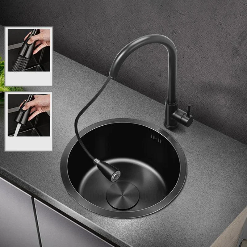 Classic Round Sink Stainless Steel Drop-In Friction Resistant Round Sink for Kitchen -Bathlova