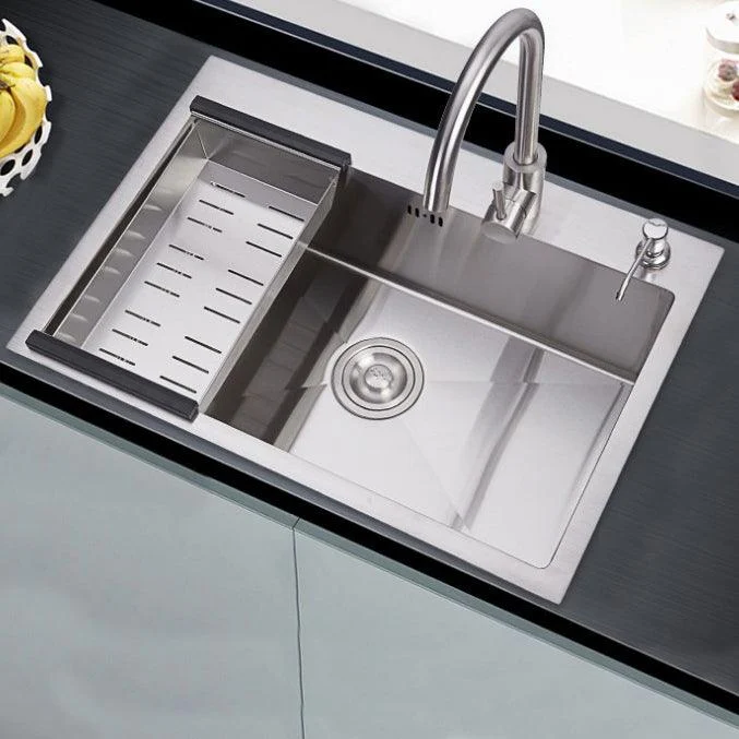 Classic Single Basin Sink Stainless Steel Kitchen Sink with Tap and Soap Dispenser -Bathlova