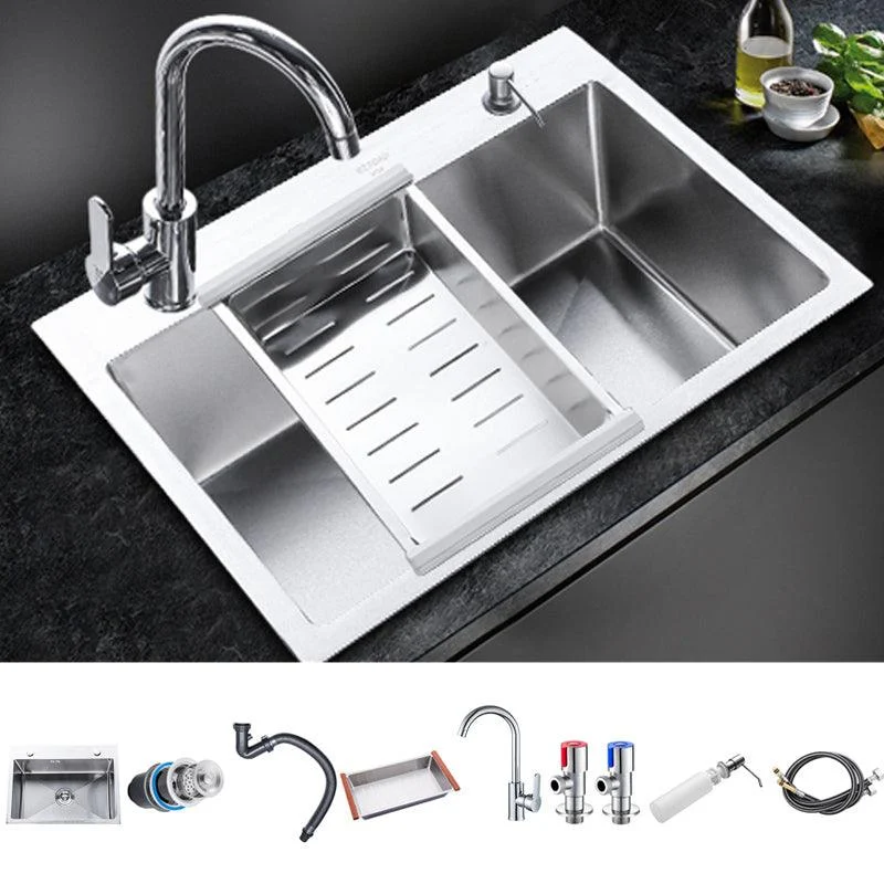 Classic Single Basin Sink Stainless Steel Kitchen Sink with Tap and Soap Dispenser -Bathlova