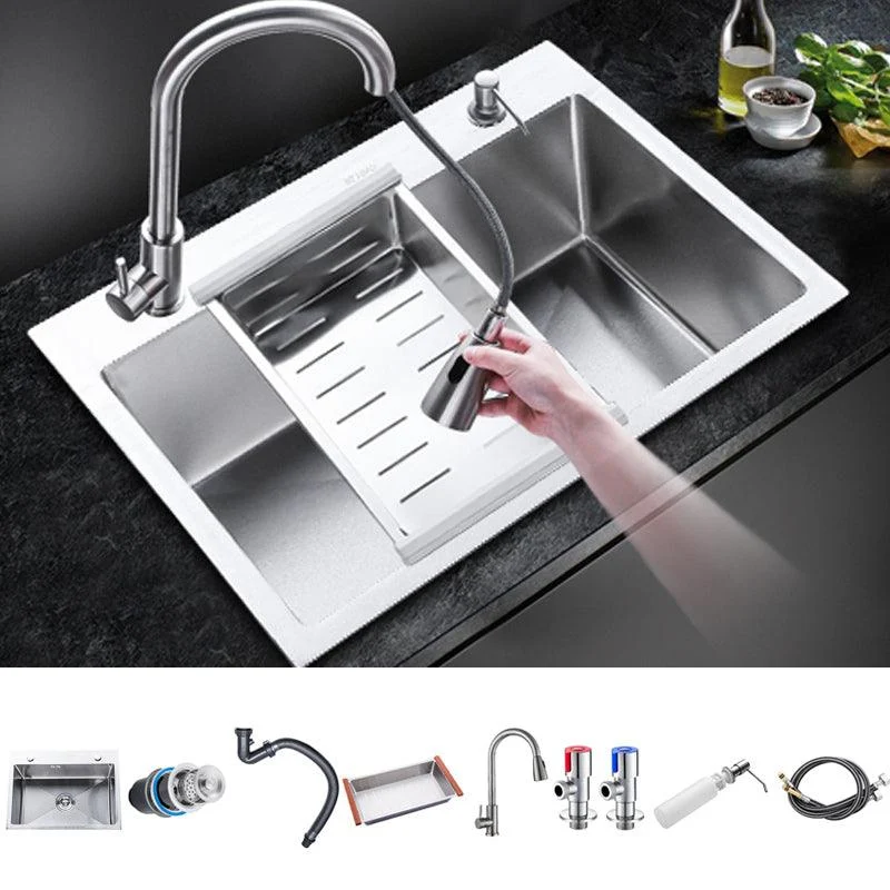 Classic Single Basin Sink Stainless Steel Kitchen Sink with Tap and Soap Dispenser -Bathlova