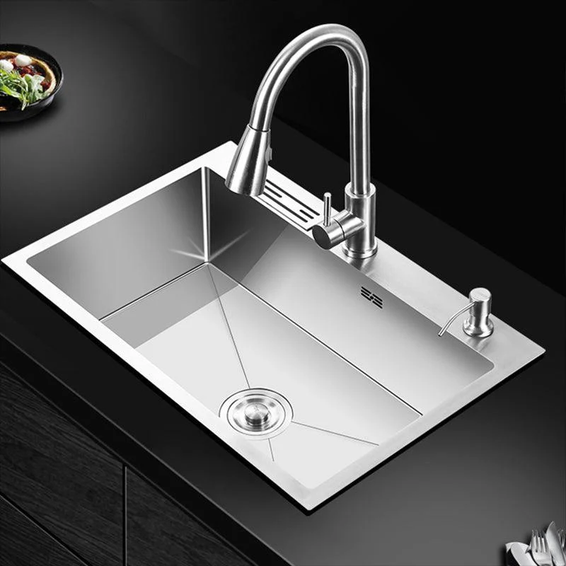 Classic Single Basin Sink Stainless Steel Kitchen Sink with Tap and Soap Dispenser -Bathlova