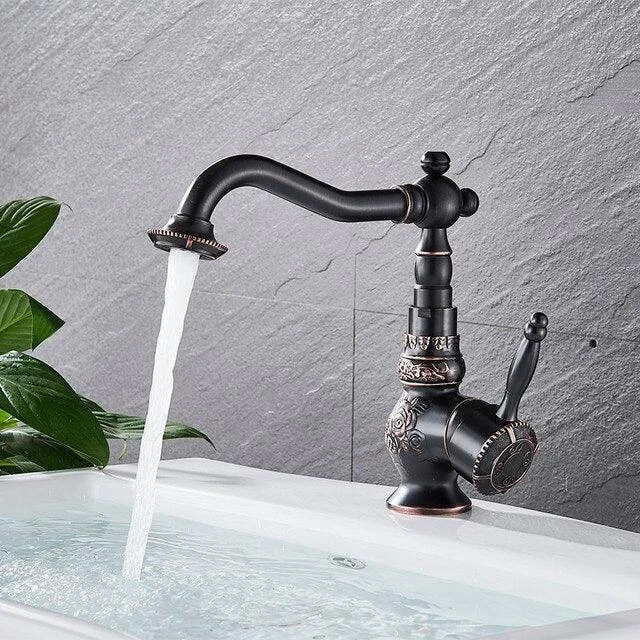 Classic Single Handle Kitchen Basin Tap Retro Brass Kitchen Tap -Bathlova