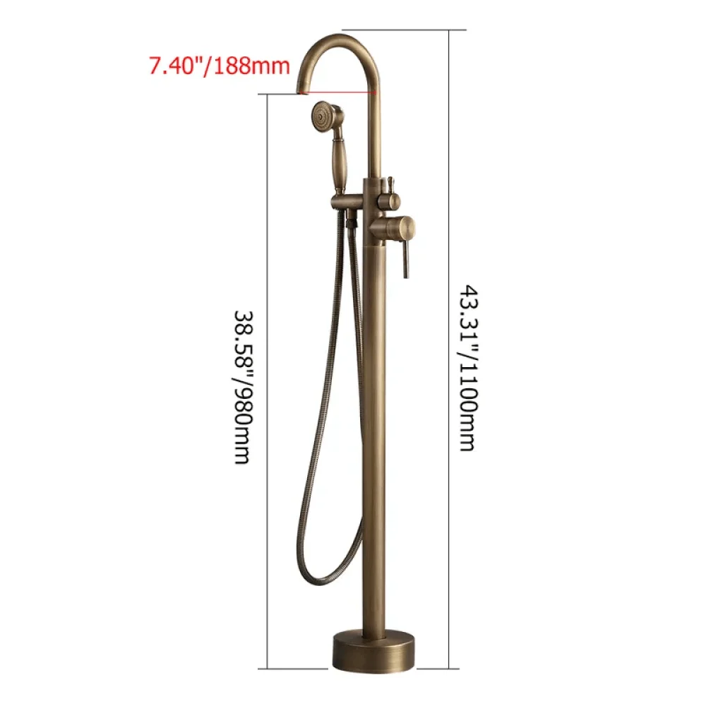 Classic Single Handle Swirling Freestanding Tap with Handshower Spout -Bathlova