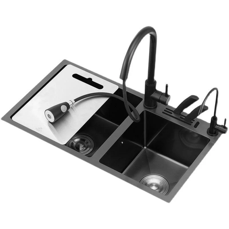 Classic Sink Stainless Steel Double Basin Workstation Sink with Tap -Bathlova