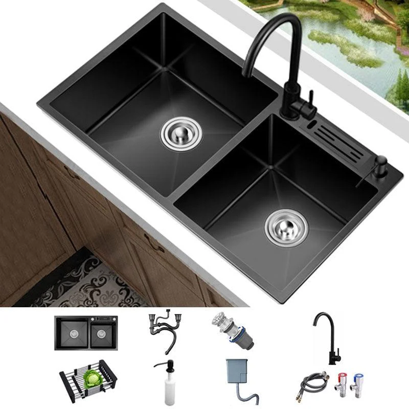 Classic Sink Stainless Steel Double Basin Workstation Sink with Tap -Bathlova