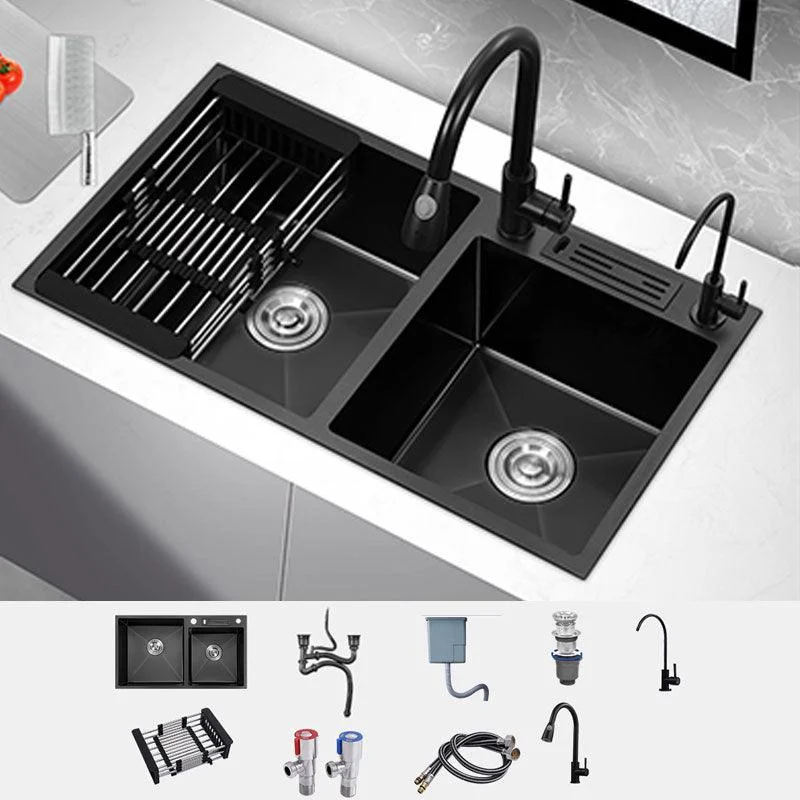 Classic Sink Stainless Steel Double Basin Workstation Sink with Tap -Bathlova