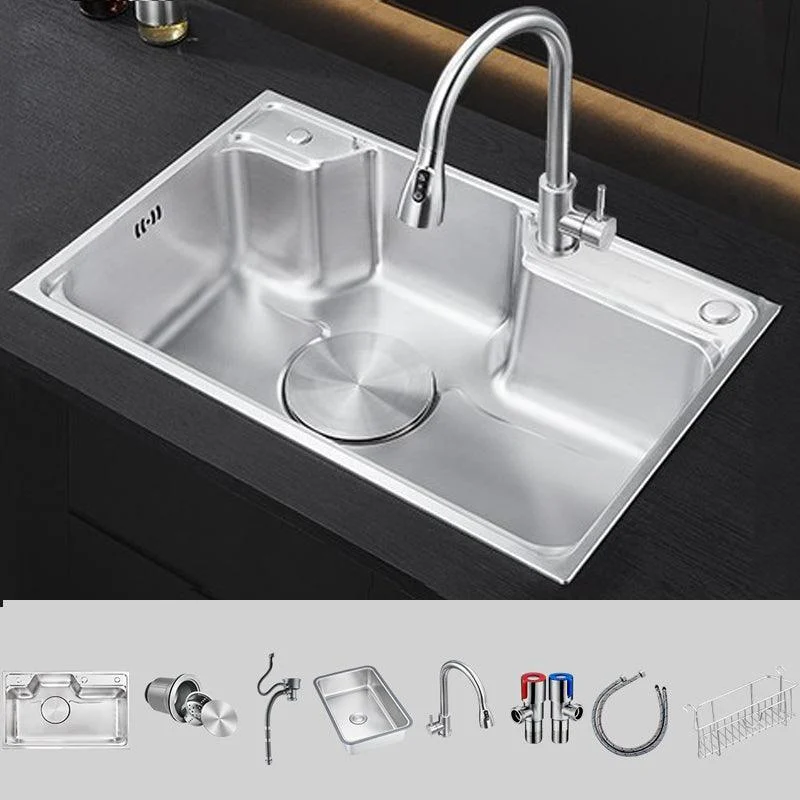 Classic Stainless Steel Sink Overflow Hole Kitchen Sink with Tap -Bathlova