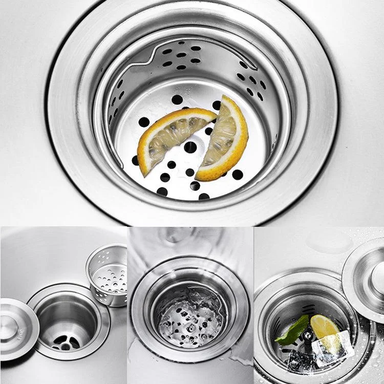 Classic Style Kitchen Sink Drop-In Stainless Steel Kitchen Sink with Drain Strainer Kit -Bathlova