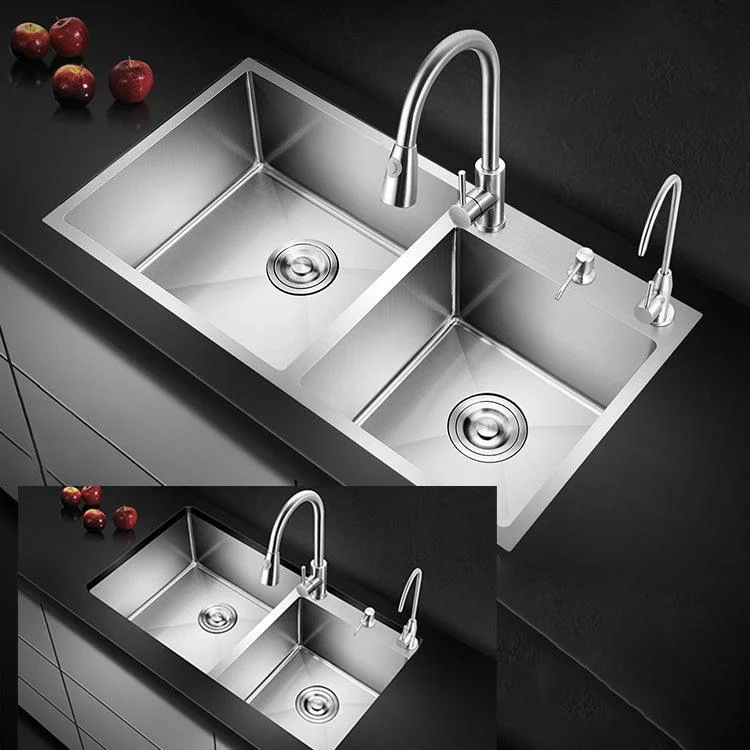 Classic Style Kitchen Sink Drop-In Stainless Steel Kitchen Sink with Drain Strainer Kit -Bathlova