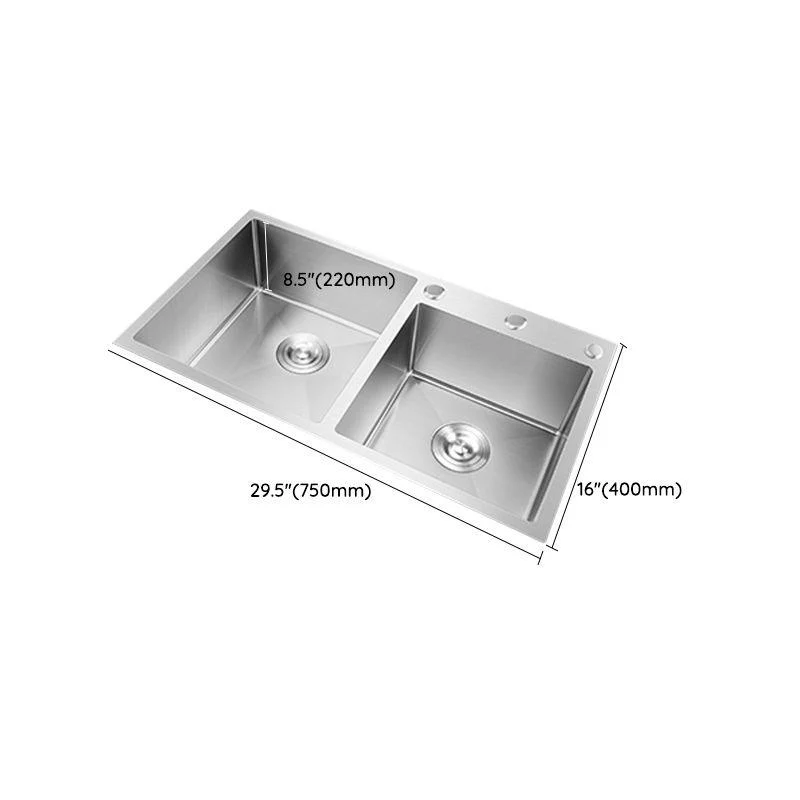 Classic Style Kitchen Sink Drop-In Stainless Steel Kitchen Sink with Drain Strainer Kit -Bathlova