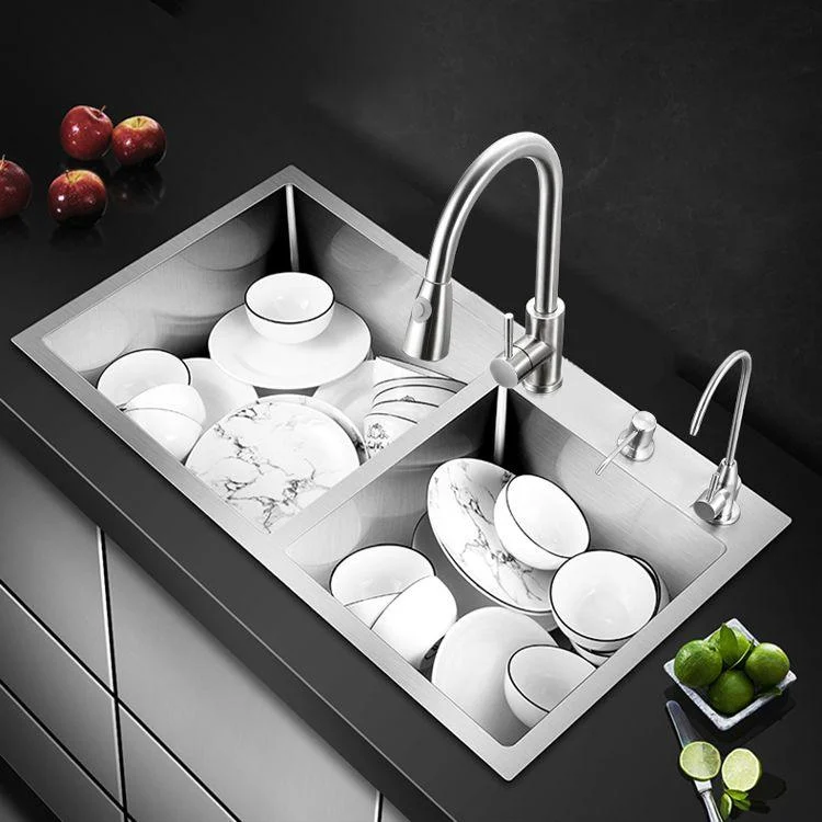 Classic Style Kitchen Sink Drop-In Stainless Steel Kitchen Sink with Drain Strainer Kit -Bathlova