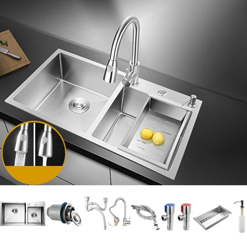 Classic Style Kitchen Sink Drop-In Stainless Steel Kitchen Sink with Drain Strainer Kit -Bathlova