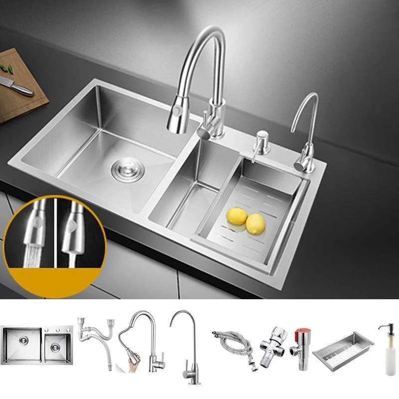 Classic Style Kitchen Sink Drop-In Stainless Steel Kitchen Sink with Drain Strainer Kit -Bathlova