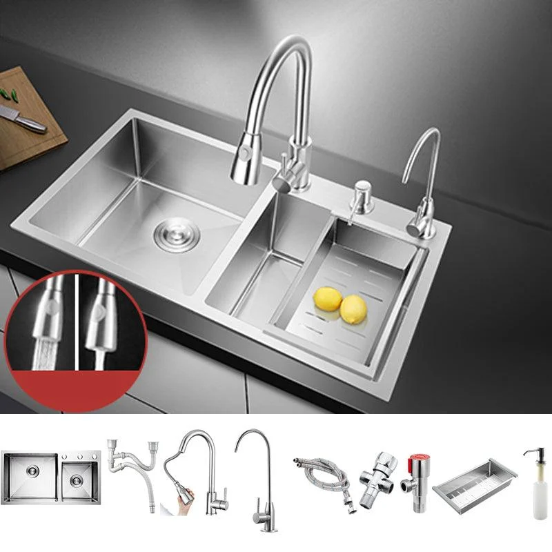 Classic Style Kitchen Sink Drop-In Stainless Steel Kitchen Sink with Drain Strainer Kit -Bathlova