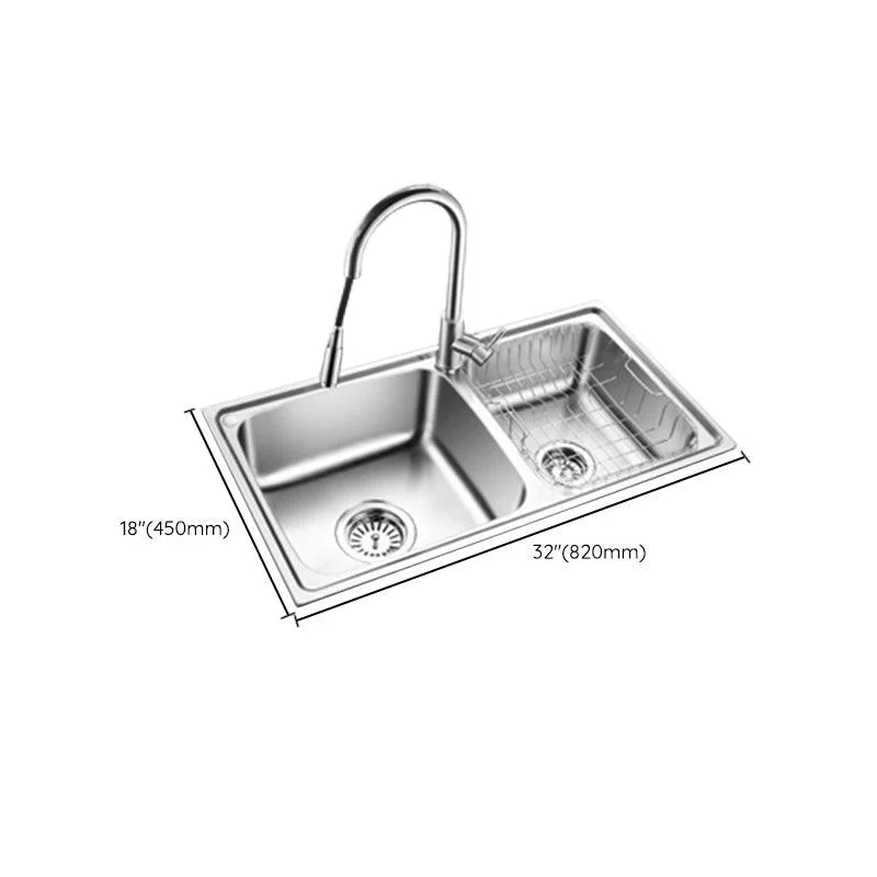 Classic Style Kitchen Sink Stainless Steel 1 Holes Kitchen Sink with Drain Strainer Kit -Bathlova