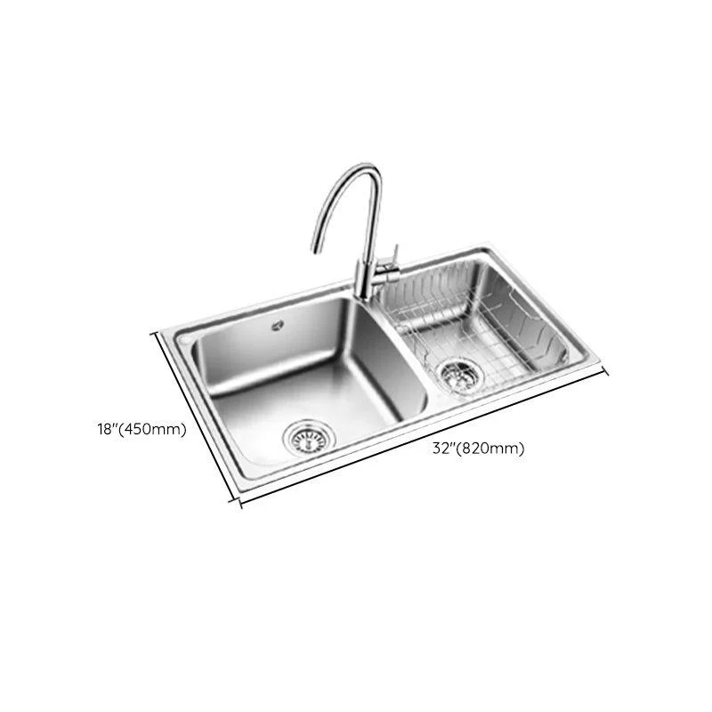 Classic Style Kitchen Sink Stainless Steel 1 Holes Kitchen Sink with Drain Strainer Kit -Bathlova