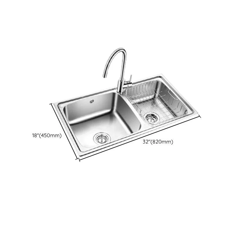 Classic Style Kitchen Sink Stainless Steel 1 Holes Kitchen Sink with Drain Strainer Kit -Bathlova