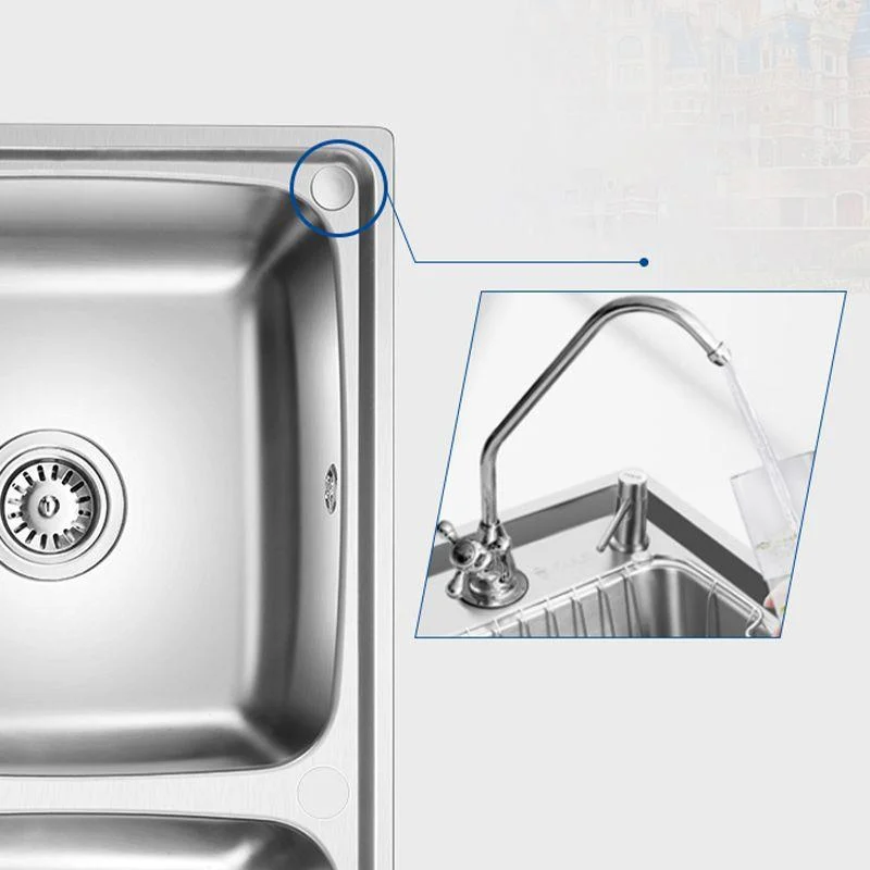 Classic Style Kitchen Sink Stainless Steel 1 Holes Kitchen Sink with Drain Strainer Kit -Bathlova