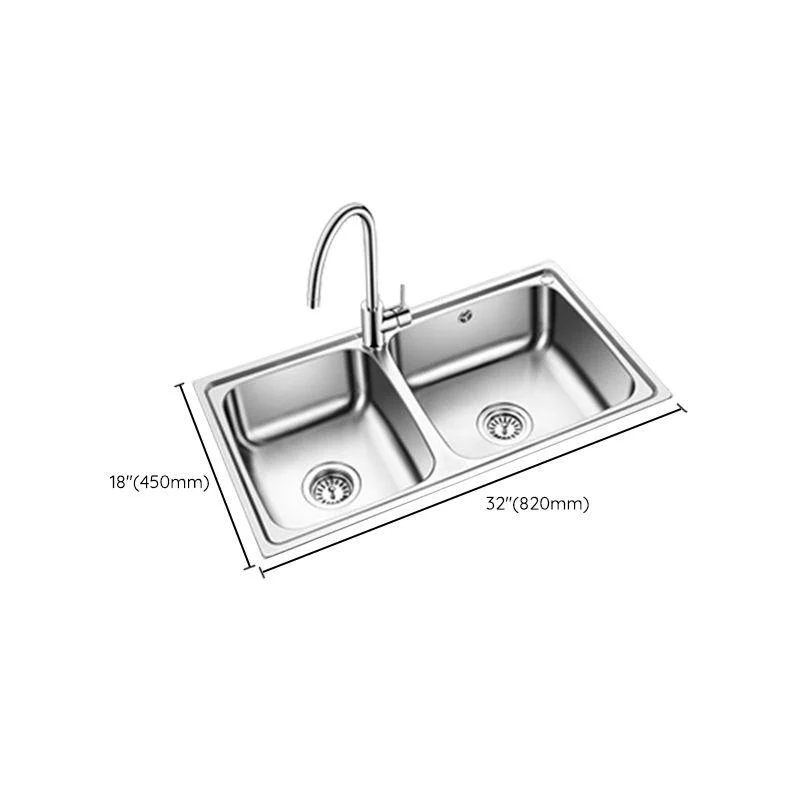 Classic Style Kitchen Sink Stainless Steel 1 Holes Kitchen Sink with Drain Strainer Kit -Bathlova