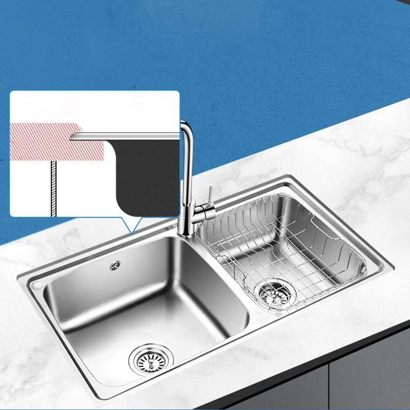 Classic Style Kitchen Sink Stainless Steel 1 Holes Kitchen Sink with Drain Strainer Kit -Bathlova