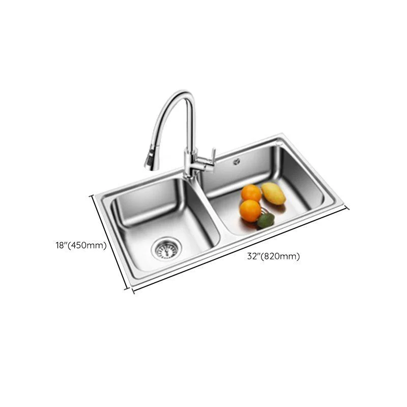 Classic Style Kitchen Sink Stainless Steel 1 Holes Kitchen Sink with Drain Strainer Kit -Bathlova