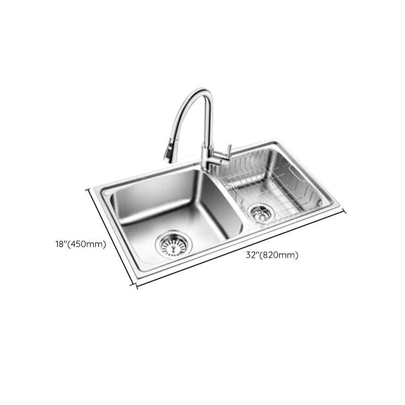 Classic Style Kitchen Sink Stainless Steel 1 Holes Kitchen Sink with Drain Strainer Kit -Bathlova