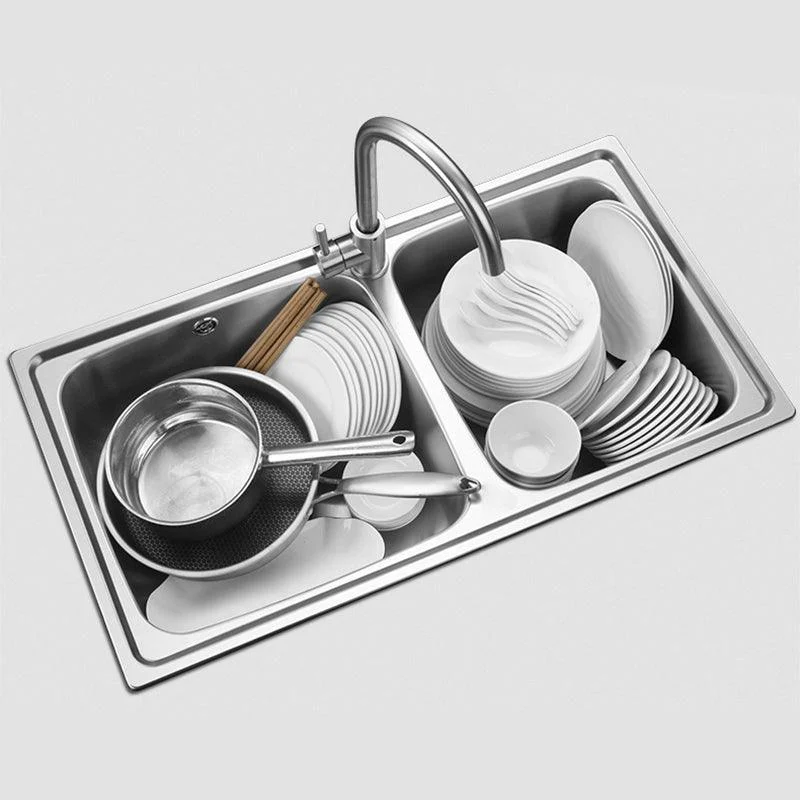 Classic Style Kitchen Sink Stainless Steel 1 Holes Kitchen Sink with Drain Strainer Kit -Bathlova