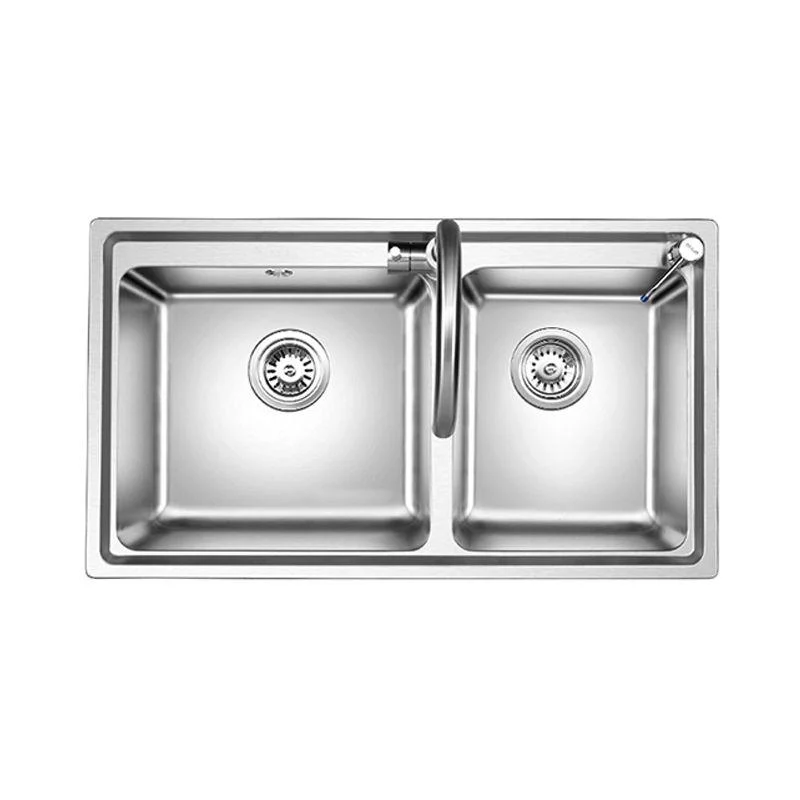 Classic Style Kitchen Sink Stainless Steel 1 Holes Kitchen Sink with Drain Strainer Kit -Bathlova