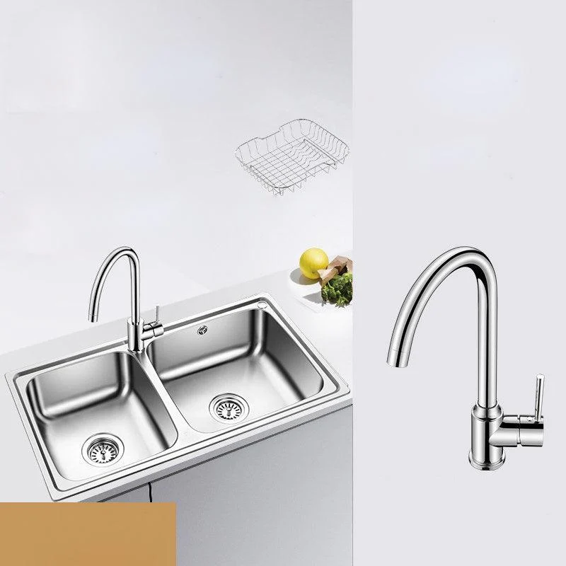 Classic Style Kitchen Sink Stainless Steel 1 Holes Kitchen Sink with Drain Strainer Kit -Bathlova